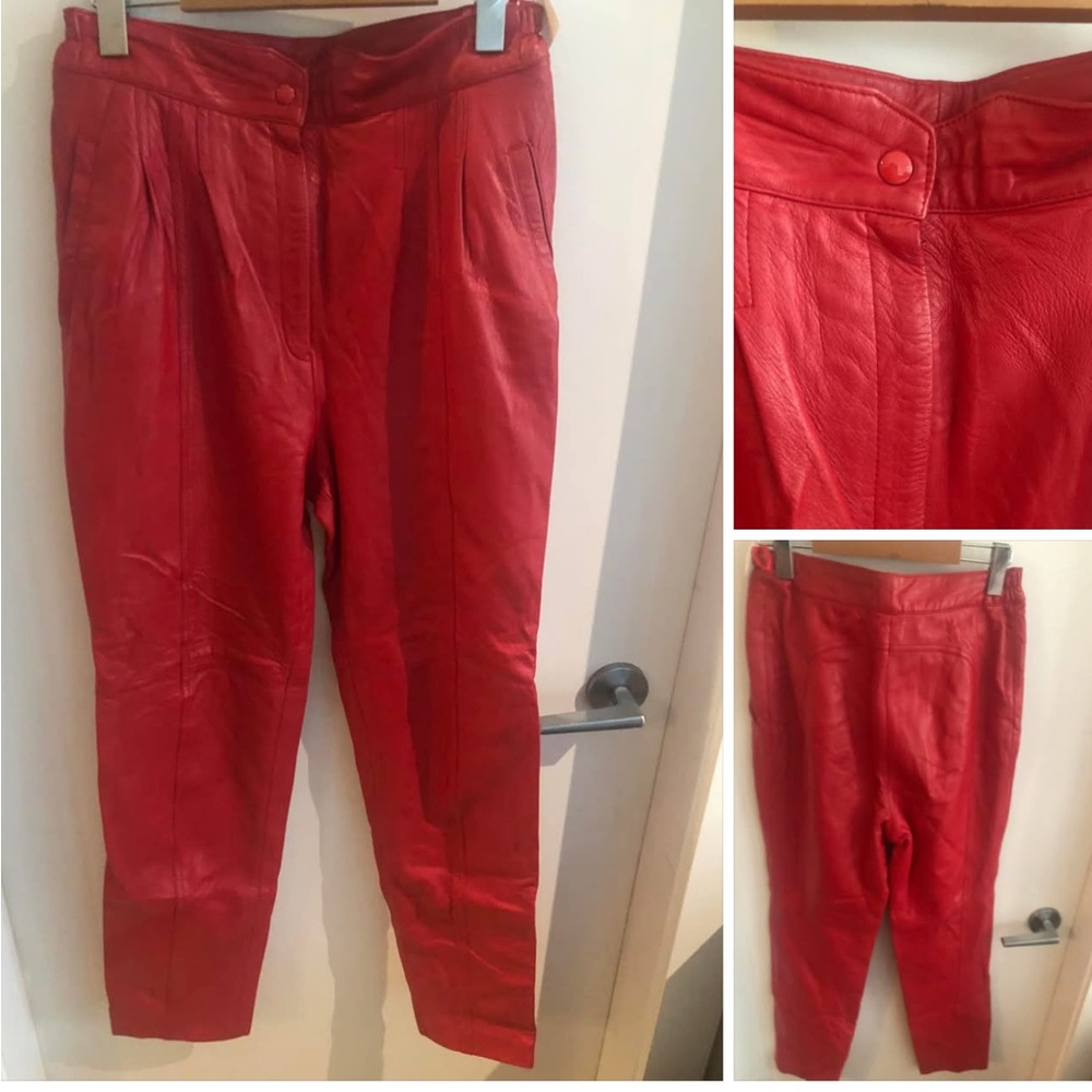 2/$35 Red Genuine leather pant 10